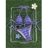 image:imageMakeMeChic Womens Striped Triangle Thong Micro Bikini Sets Halter Swimsuits Bathing SuitRoyal Blue