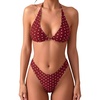 image:imageMakeMeChic Womens Polka Dots Triangle Thong Bikini Sets Floral Cute Bathing Suit SwimsuitsPolka Dots Burgundy