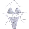 image:imageMakeMeChic Womens Sexy String Sequin Bikini Sets Triangle Halter Swimsuits Cheeky Summer Bathing SuitsWhite
