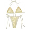 image:imageMakeMeChic Womens Sexy String Sequin Bikini Sets Triangle Halter Swimsuits Cheeky Summer Bathing SuitsYellow