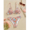 image:imageMakeMeChic Womens 2 Piece Bikini Set Floral Underwire Spaghetti Strap Smocked Bathing SuitBlue and Red