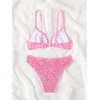 image:imageMakeMeChic Womens 2 Piece Bikini Set Floral Underwire Spaghetti Strap Smocked Bathing SuitPink