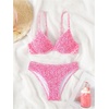 image:imageMakeMeChic Womens 2 Piece Bikini Set Floral Underwire Spaghetti Strap Smocked Bathing SuitPink