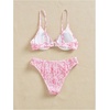 image:imageMakeMeChic Womens 2 Piece Bikini Set Floral Underwire Spaghetti Strap Smocked Bathing SuitPink Floral