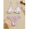 image:imageMakeMeChic Womens 2 Piece Bikini Set Floral Underwire Spaghetti Strap Smocked Bathing SuitPurple and Pink