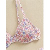 image:imageMakeMeChic Womens 2 Piece Bikini Set Floral Underwire Spaghetti Strap Smocked Bathing SuitPurple and Pink