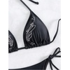 image:imageMakeMeChic Womens 2 Piece Bikini Set Sexy Halter Rhinestone Swimsuit Triangle High Waist Goth Vacation SwimwearBlack