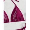 image:imageMakeMeChic Womens 2 Piece Bikini Set Sexy Halter Rhinestone Swimsuit Triangle High Waist Goth Vacation SwimwearRed Violet