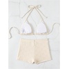 image:imageMakeMeChic Womens Bikini with Shorts Boyshort Bikini Set Halter Triangle Tie Backless Y2K SwimsuitBeige