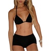 image:imageMakeMeChic Womens Bikini with Shorts Boyshort Bikini Set Halter Triangle Tie Backless Y2K SwimsuitBlack