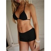 image:imageMakeMeChic Womens Bikini with Shorts Boyshort Bikini Set Halter Triangle Tie Backless Y2K SwimsuitBlack