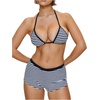 image:imageMakeMeChic Womens Bikini with Shorts Boyshort Bikini Set Halter Triangle Tie Backless Y2K SwimsuitBlack and White