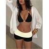 image:imageMakeMeChic Womens Bikini with Shorts Boyshort Bikini Set Halter Triangle Tie Backless Y2K SwimsuitBlack and White B