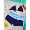 image:imageMakeMeChic Womens Bikini with Shorts Boyshort Bikini Set Halter Triangle Tie Backless Y2K SwimsuitBlue