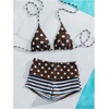 image:imageMakeMeChic Womens Bikini with Shorts Boyshort Bikini Set Halter Triangle Tie Backless Y2K SwimsuitBlue and Brown