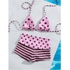image:imageMakeMeChic Womens Bikini with Shorts Boyshort Bikini Set Halter Triangle Tie Backless Y2K SwimsuitBrown and Pink B