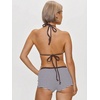 image:imageMakeMeChic Womens Bikini with Shorts Boyshort Bikini Set Halter Triangle Tie Backless Y2K SwimsuitCoffee Brown