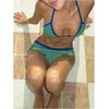 image:imageMakeMeChic Womens Bikini with Shorts Boyshort Bikini Set Halter Triangle Tie Backless Y2K SwimsuitGreen