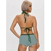 image:imageMakeMeChic Womens Bikini with Shorts Boyshort Bikini Set Halter Triangle Tie Backless Y2K SwimsuitGreen a