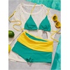 image:imageMakeMeChic Womens Bikini with Shorts Boyshort Bikini Set Halter Triangle Tie Backless Y2K SwimsuitGreen and Yellow