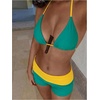 image:imageMakeMeChic Womens Bikini with Shorts Boyshort Bikini Set Halter Triangle Tie Backless Y2K SwimsuitGreen and Yellow