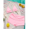 image:imageMakeMeChic Womens Bikini with Shorts Boyshort Bikini Set Halter Triangle Tie Backless Y2K SwimsuitPink B