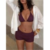 image:imageMakeMeChic Womens Bikini with Shorts Boyshort Bikini Set Halter Triangle Tie Backless Y2K SwimsuitPurple