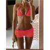 image:imageMakeMeChic Womens Bikini with Shorts Boyshort Bikini Set Halter Triangle Tie Backless Y2K SwimsuitRed