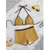 image:imageMakeMeChic Womens Bikini with Shorts Boyshort Bikini Set Halter Triangle Tie Backless Y2K SwimsuitYellow