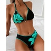 image:imageMakeMeChic Womens Floral Halter Triangle Thong Bikini Sets Summer Cute Swimsuit Bathing SuitRoyal Blue