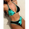image:imageMakeMeChic Womens Floral Halter Triangle Thong Bikini Sets Summer Cute Swimsuit Bathing SuitRoyal Blue