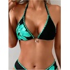 image:imageMakeMeChic Womens Floral Halter Triangle Thong Bikini Sets Summer Cute Swimsuit Bathing SuitRoyal Blue