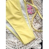 image:imageMakeMeChic Womens Floral Sequin Colorful Striped Triangle Thong Bikini Sets Halter String Swimsuit Bathing Suit3d Flower Yellow