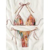 image:imageMakeMeChic Womens Floral Sequin Colorful Striped Triangle Thong Bikini Sets Halter String Swimsuit Bathing SuitAnimal Print