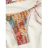 image:imageMakeMeChic Womens Floral Sequin Colorful Striped Triangle Thong Bikini Sets Halter String Swimsuit Bathing SuitAnimal Print