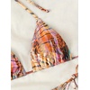 image:imageMakeMeChic Womens Floral Sequin Colorful Striped Triangle Thong Bikini Sets Halter String Swimsuit Bathing SuitAnimal Print