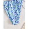 image:imageMakeMeChic Womens Floral Sequin Colorful Striped Triangle Thong Bikini Sets Halter String Swimsuit Bathing SuitBlue Floral Multi