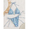 image:imageMakeMeChic Womens Floral Sequin Colorful Striped Triangle Thong Bikini Sets Halter String Swimsuit Bathing SuitBlue Floral Multi