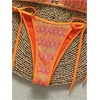 image:imageMakeMeChic Womens Floral Sequin Colorful Striped Triangle Thong Bikini Sets Halter String Swimsuit Bathing SuitBright Orange