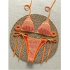 image:imageMakeMeChic Womens Floral Sequin Colorful Striped Triangle Thong Bikini Sets Halter String Swimsuit Bathing SuitBright Orange