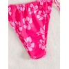 image:imageMakeMeChic Womens Floral Sequin Colorful Striped Triangle Thong Bikini Sets Halter String Swimsuit Bathing SuitFlower Hot Pink