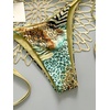 image:imageMakeMeChic Womens Floral Sequin Colorful Striped Triangle Thong Bikini Sets Halter String Swimsuit Bathing SuitOlive Green