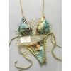 image:imageMakeMeChic Womens Floral Sequin Colorful Striped Triangle Thong Bikini Sets Halter String Swimsuit Bathing SuitOlive Green
