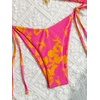 image:imageMakeMeChic Womens Floral Sequin Colorful Striped Triangle Thong Bikini Sets Halter String Swimsuit Bathing SuitOrange Yellow
