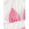 image:imageMakeMeChic Womens Floral Sequin Colorful Striped Triangle Thong Bikini Sets Halter String Swimsuit Bathing SuitPlaid Red