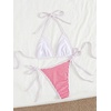 image:imageMakeMeChic Womens Floral Sequin Colorful Striped Triangle Thong Bikini Sets Halter String Swimsuit Bathing SuitPlaid Red