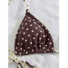 image:imageMakeMeChic Womens Floral Sequin Colorful Striped Triangle Thong Bikini Sets Halter String Swimsuit Bathing SuitPolka Dots Brown