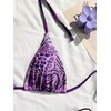 image:imageMakeMeChic Womens Floral Sequin Colorful Striped Triangle Thong Bikini Sets Halter String Swimsuit Bathing SuitPurple