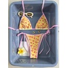 image:imageMakeMeChic Womens Floral Sequin Colorful Striped Triangle Thong Bikini Sets Halter String Swimsuit Bathing SuitYellow Floral