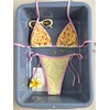 image:imageMakeMeChic Womens Floral Sequin Colorful Striped Triangle Thong Bikini Sets Halter String Swimsuit Bathing SuitYellow Floral
